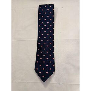 Private Stock Mens Silk Tie Navy Blue with Pink Pigs